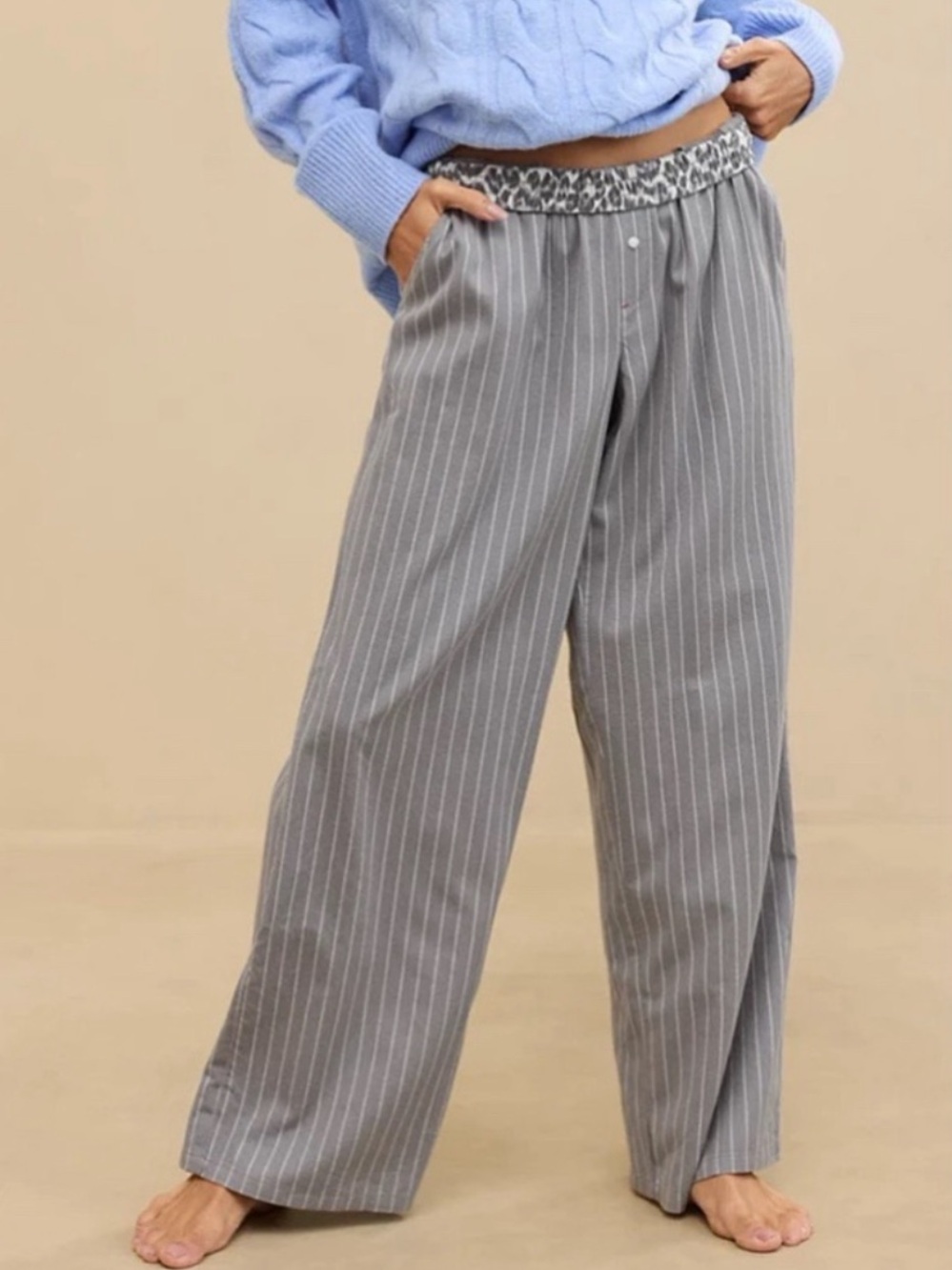 Aerie Off Duty Flannel Trouser PJ Pant in Dark Heather Gray